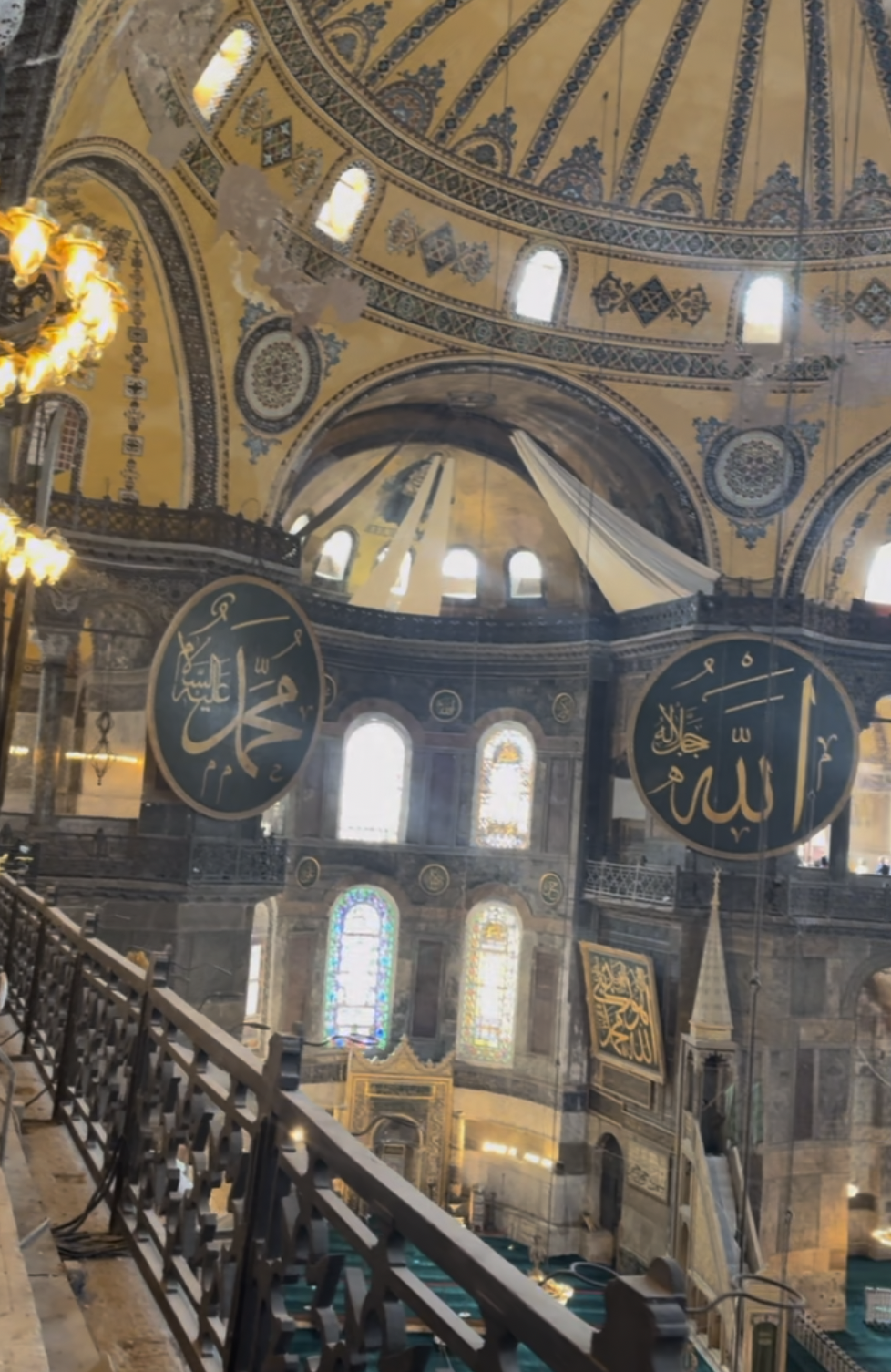 Hagia Sophia blue Dome mosque interior in Istanbul Turkey
